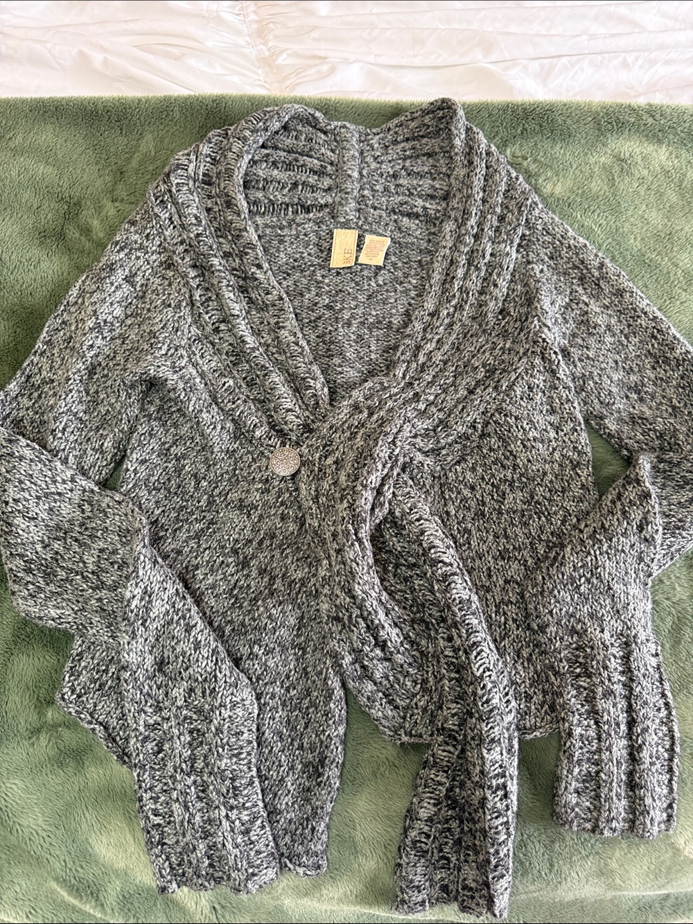 BKE Gray Marled Shawl-Collar Cardigan